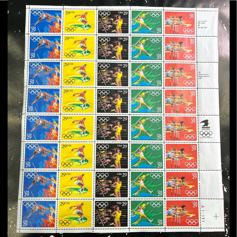 1991 Summer Olympic Games (Barcelona) 29c USA Stamps-Block of 40